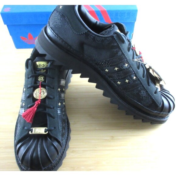 Adidas Men's Clot Edison Chen Superstar Shoes Black Gold Size 12 NIB JR5114 - Picture 5 of 10